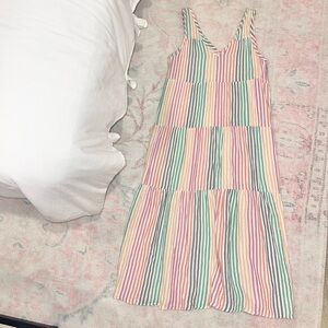 Marine Layer Seersucker Rainbow stripe Maxi sundress size Large